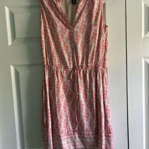 White House Black Market Pink and White Sleeveless Sundress